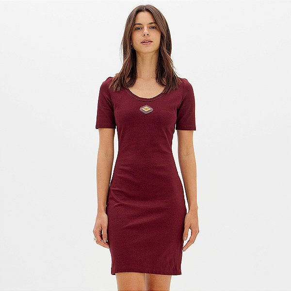 Vestido Curto Easy Lança Perfume Decote Ou26 Bordô Feminino