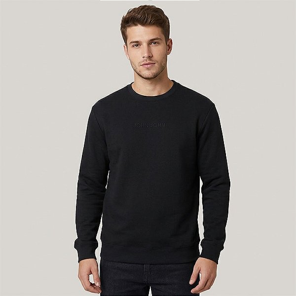 Moletom John John Embossed Ou26 Preto Masculino