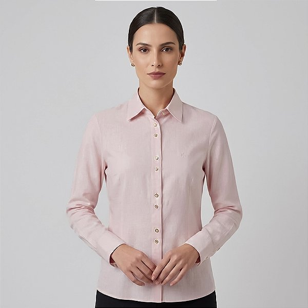 Camisa Dudalina Slim Lisa Mix Botoes Ou26 Rosa Feminino