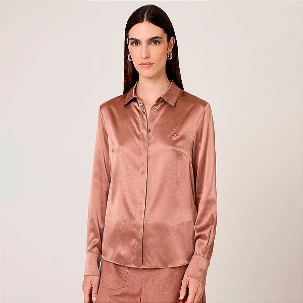Camisa Dudalina Seda Lis Ou26 Bege Feminino