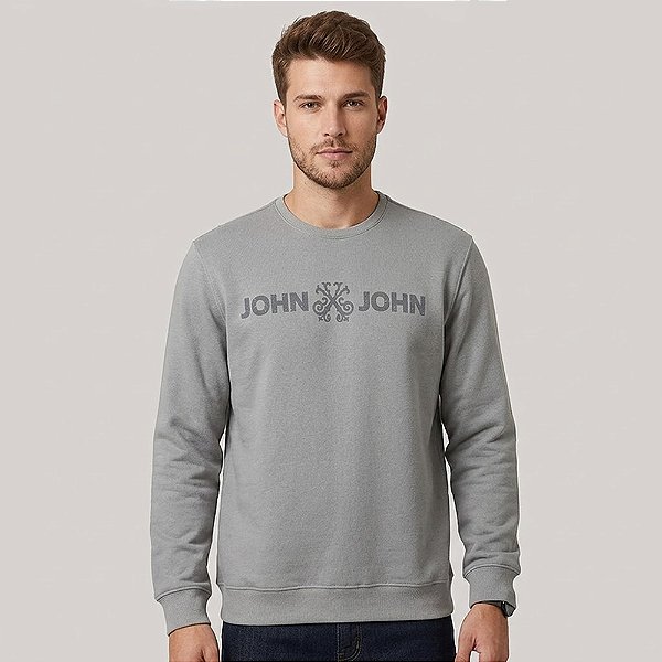 Moletom John John New Basic Ou26 Cinza Masculino
