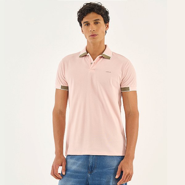 Camisa Polo Colcci Faixa Ou26 Rosa Masculino