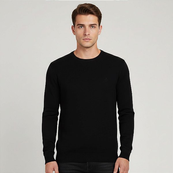 Suéter Tricot Dudalina Dc Basic Ou26 Preto Masculino