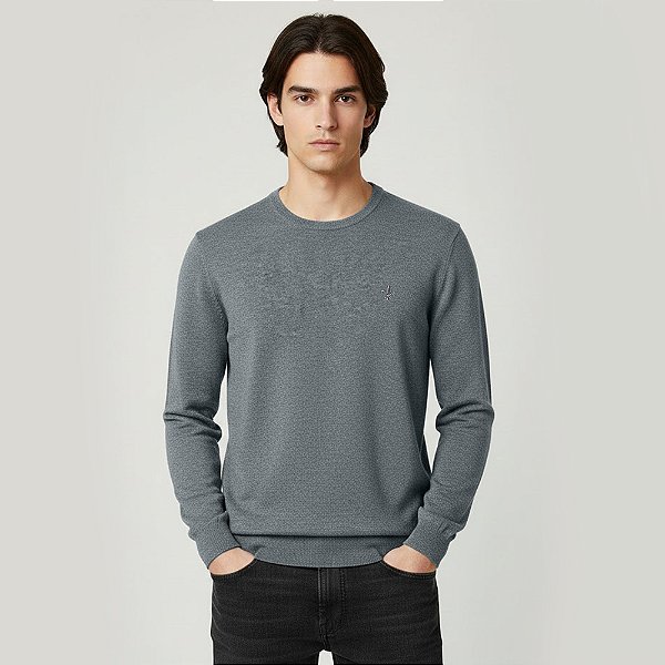 Suéter Tricot Dudalina Dc Basic Ou26 Cinza Masculino