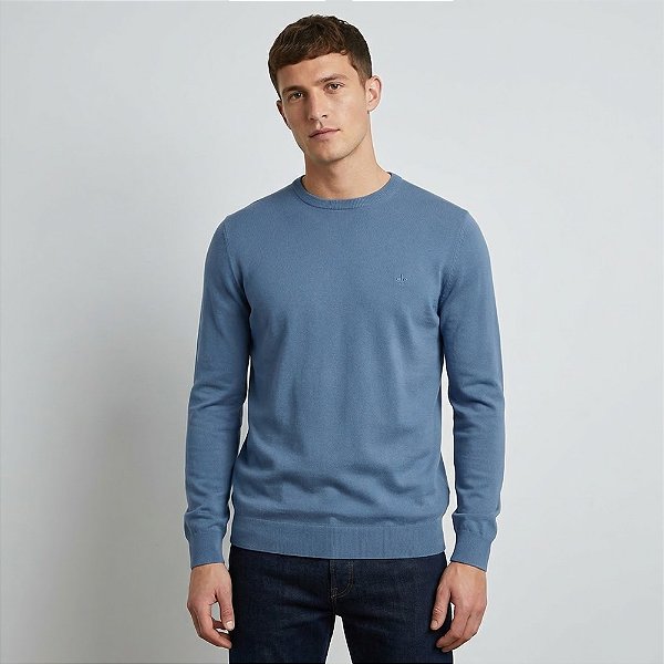 Suéter Tricot Dudalina Dc Basic Ou26 Azul Masculino
