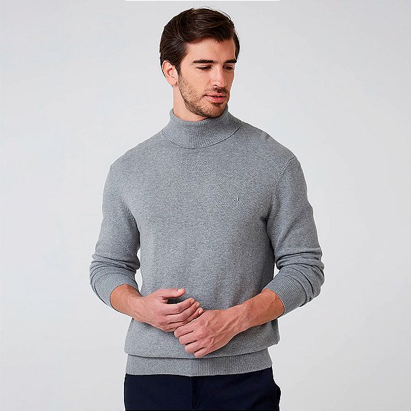 Suéter Trico Dudalina Cacharrel Melange Ou26 Cinza Masculino