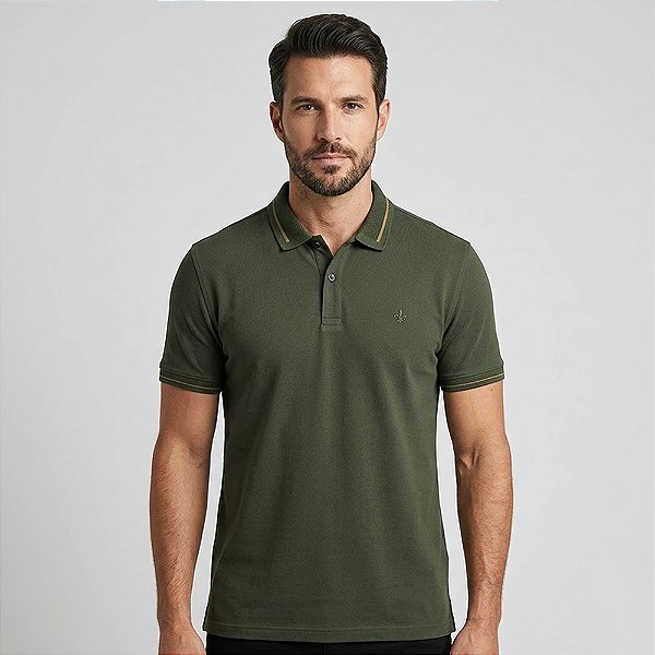 Camisa Polo Dudalina Piquet Jacquard In26 Verde Masculino