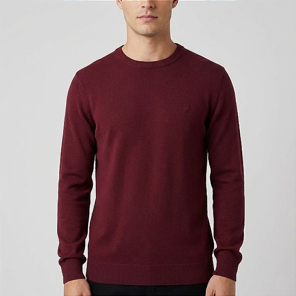 Suéter Tricot Dudalina Basic Ou26 Bordô Masculino
