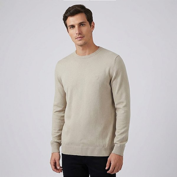 Suéter Tricot Dudalina Basic Ou26 Bege Masculino