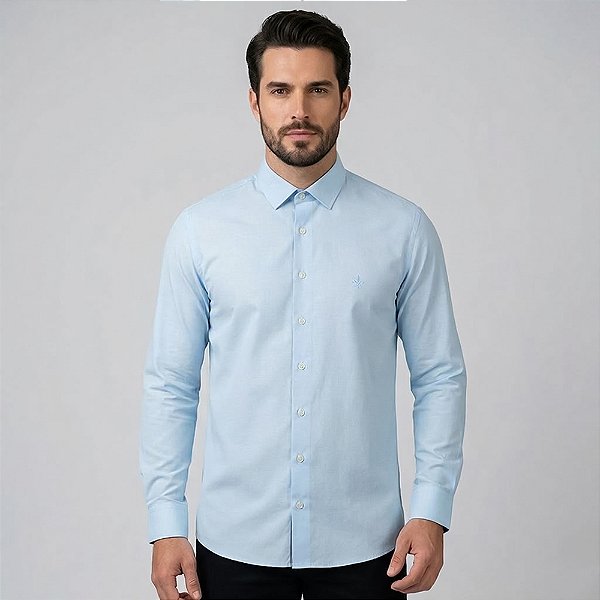 Camisa Dudalina Slim Lisa In26 Azul Masculino