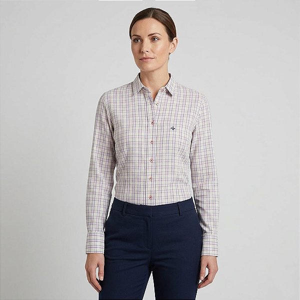 Camisa Dudalina Slim Xadrez In26 Rosa Feminino