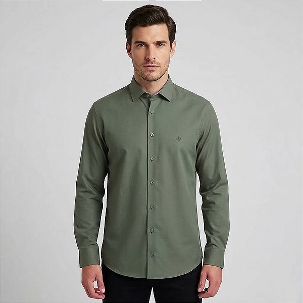 Camisa Dudalina Comfort Lisa In26 Verde Masculino