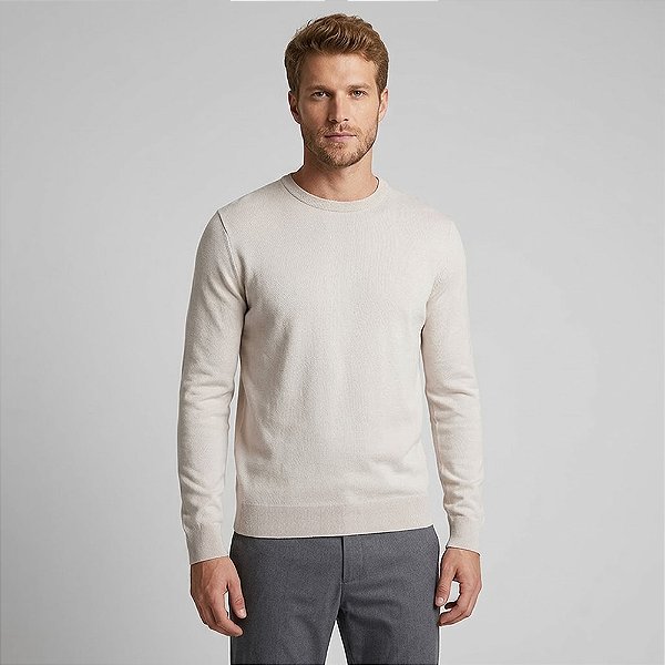 Suéter Tricot John John Smooth Areia Ou26 Bege Masculino