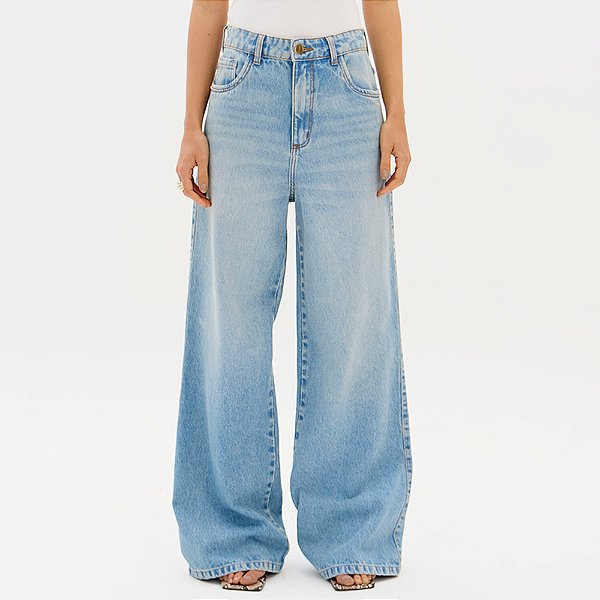 Calça Jeans Easy Lança Perfume Wide High Ou26 Azul Feminino