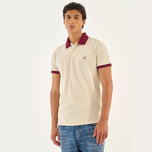 Camisa Polo Colcci Gola Full Ou26 Bege Masculino