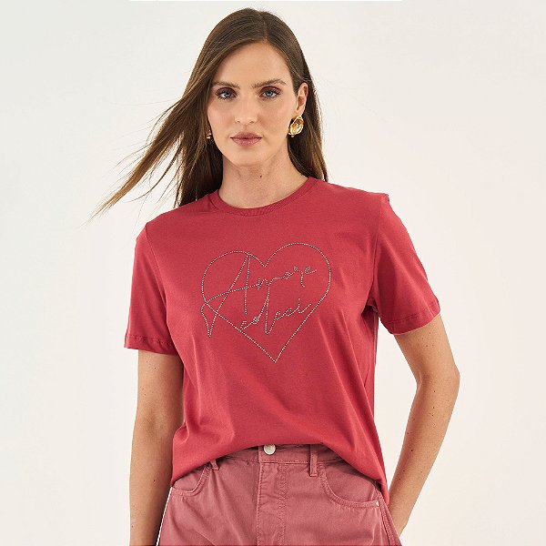 Camiseta Colcci Amor Ou26 Vermelho Feminino