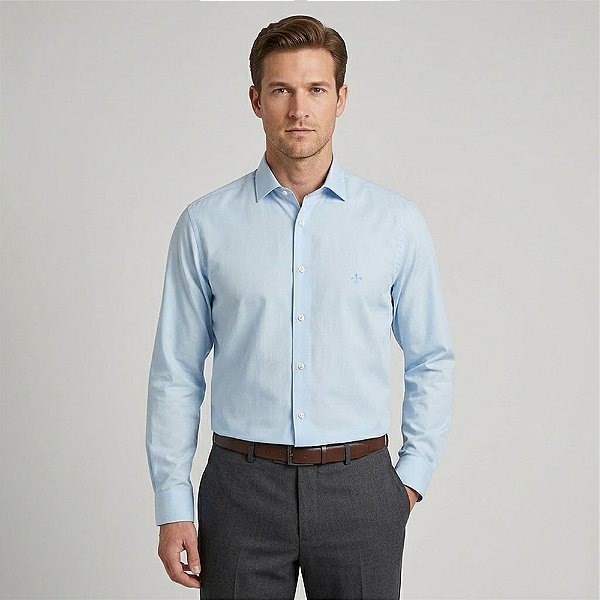 Camisa Dudalina Comfort Lisa In26 Azul Masculino
