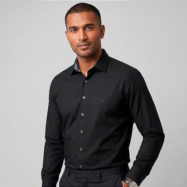 Camisa Dudalina Slim Lisa In26 Preto Masculino