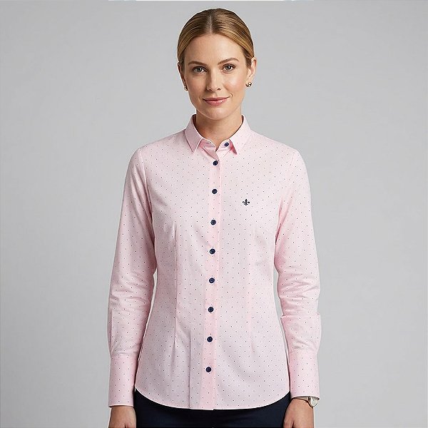 Camisa Dudalina Slim Est Poa In26 Rosa Feminino
