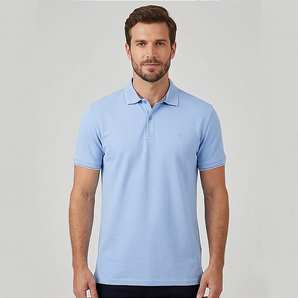 Camisa Polo Dudalina Jacquard Pontos In26 Azul Masculino