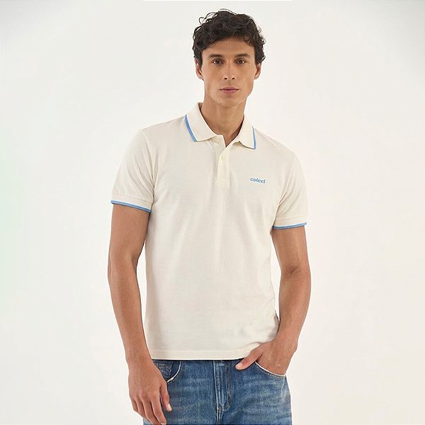 Camisa Polo Colcci Line Ou26 Off White Masculino