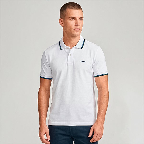 Camisa Polo Colcci 2 Lines Ou26 Branco Masculino