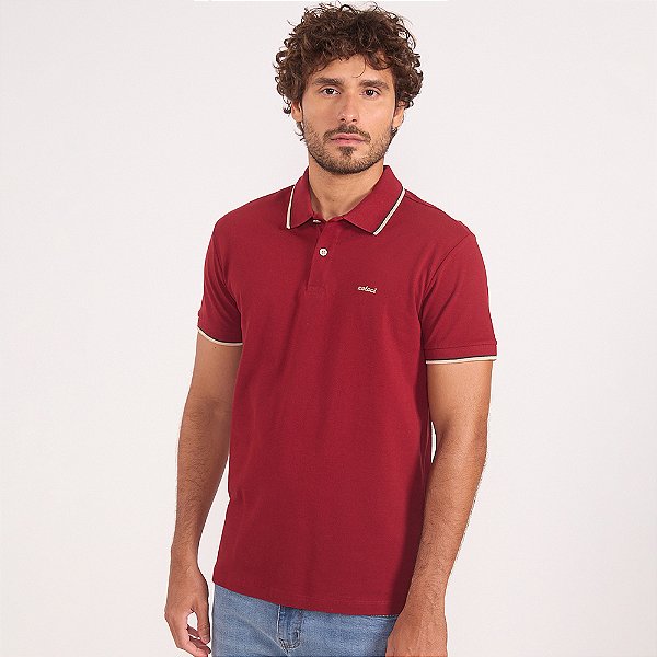 Camisa Polo Colcci 2 Listras In26 Vermelho Masculino