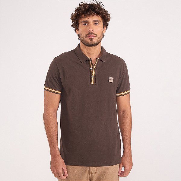 Camisa Polo Colcci Square Logo In26 Marrom Masculino