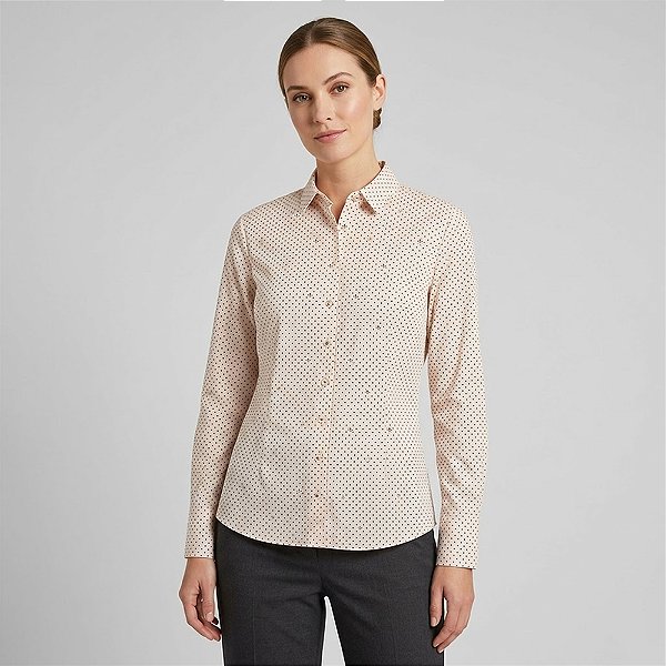 Camisa Dudalina Slim Est Poa In26 Bege Feminino