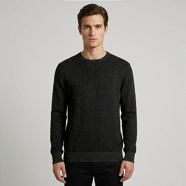 Suéter Tricot John John Smooth Chumbo In26 Cinza Masculino