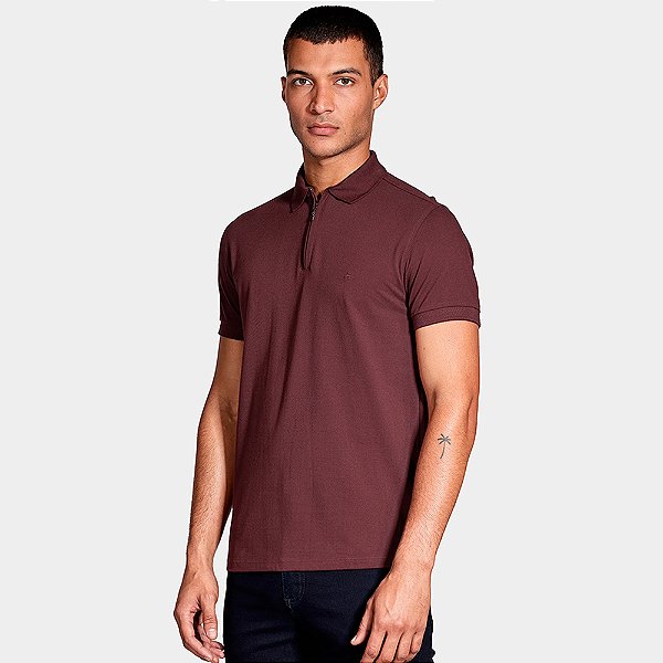 Camisa Polo Aramis Piquet Zip In26 Bordô Masculino