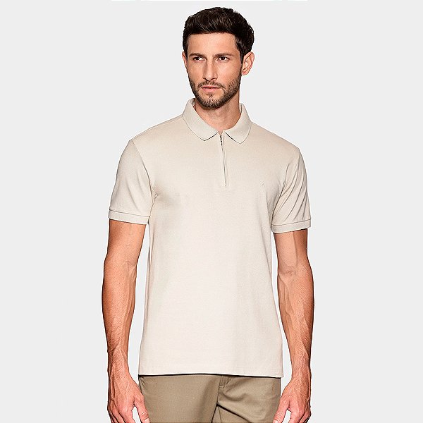 Camisa Polo Aramis Piquet Zip In26 Bege Masculino