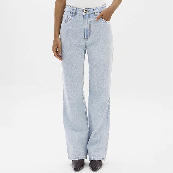 Calça Jeans Lança Perfume Reta High In26 Azul Feminino