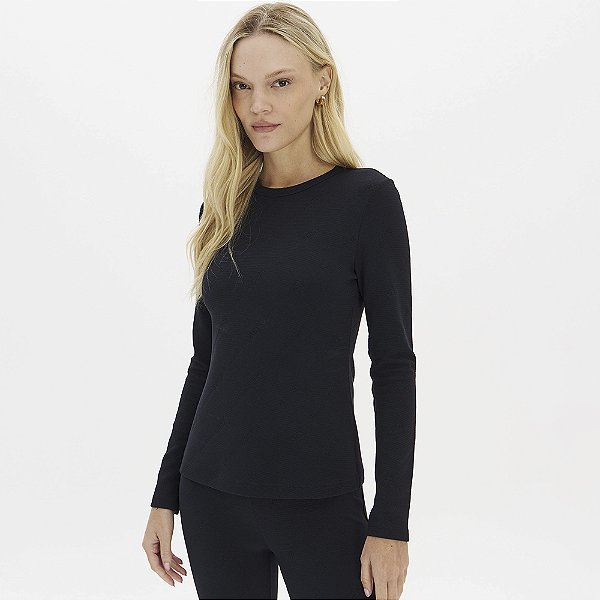 Blusa Easy Lança Perfume Justa Jacquard In26 Preto Feminino