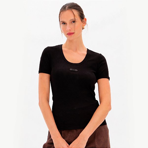 Blusa Easy Lança Perfume Canelada Manga In26 Preto Feminino