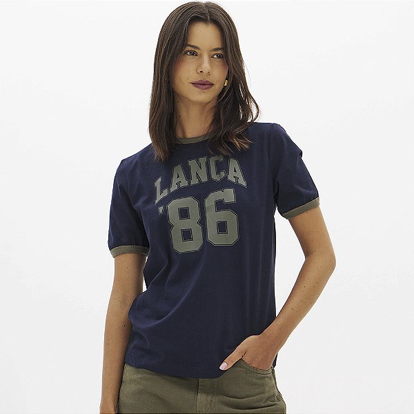 Camiseta Lança Perfume Babylook In26 Marinho Feminino