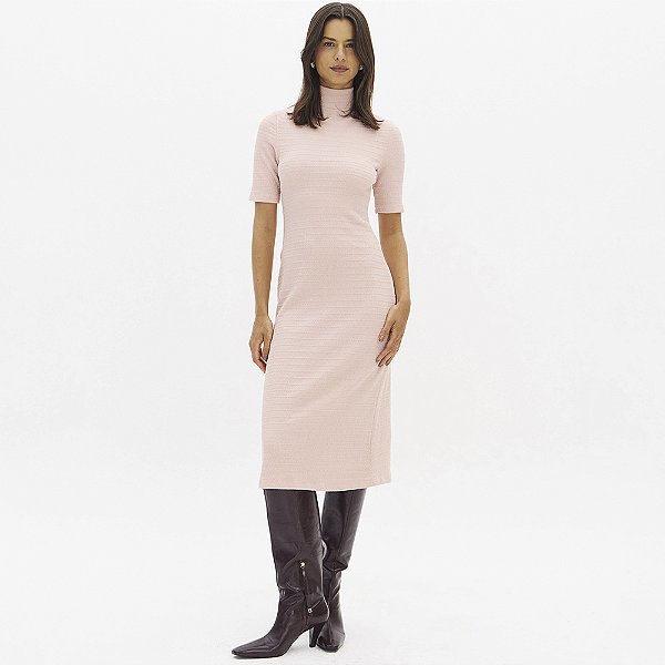 Vestido Midi Lança Perfume Canelado In26 Rosa Feminino