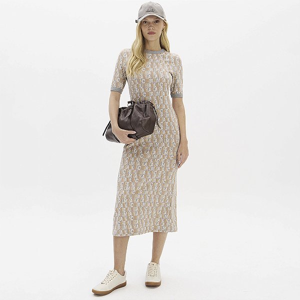 Vestido Super Mid Easy Lança Perfume Shrt In26 Bege Feminino