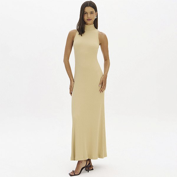 Vestido Super Mid Lança Perfume Canelado In26 Bege Feminino