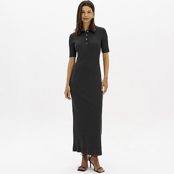 Vestido Super Mid Lança Perfume Canelado In26 Preto Feminino