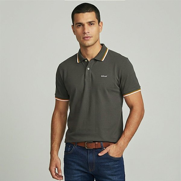 Camisa Polo Colcci 3 Lines Ou26 Verde Forest Masculino