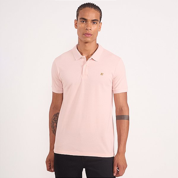 Camisa Polo Colcci Piquet Logo In26 Rosa Masculino