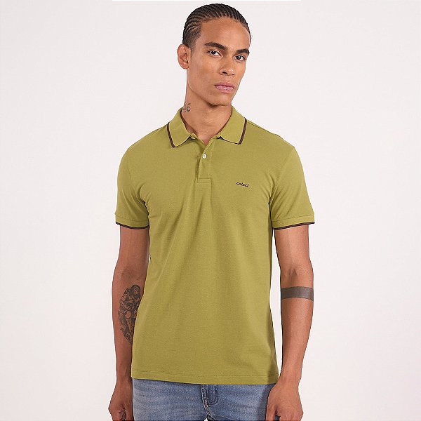 Camisa Polo Colcci Piquet 1 Listra In26 Verde Masculino