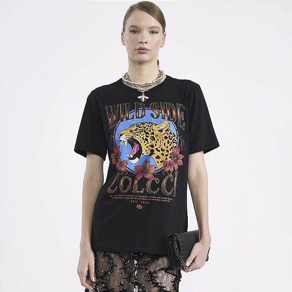 Camiseta Colcci Wild Side In26 Preto Feminino