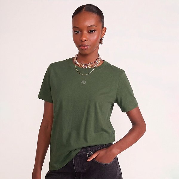 Camiseta Colcci Strass In26 Verde Feminino