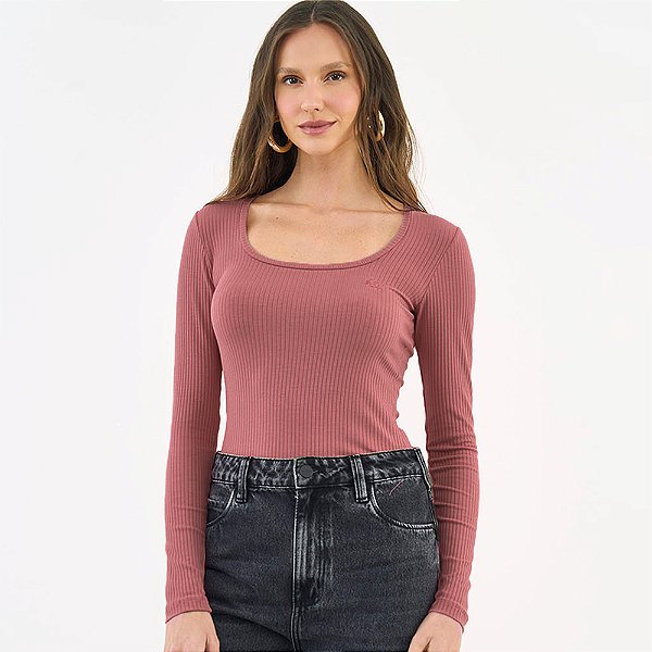 Blusa Canelado Colcci Iconic In26 Rosa Feminino