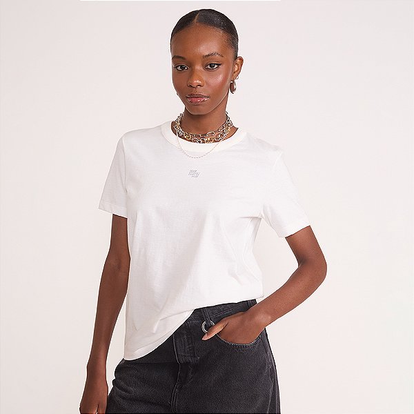 Camiseta Colcci Strass In26 Off White Feminino