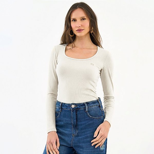 Blusa Canelado Colcci Iconic In26 Off White Feminino