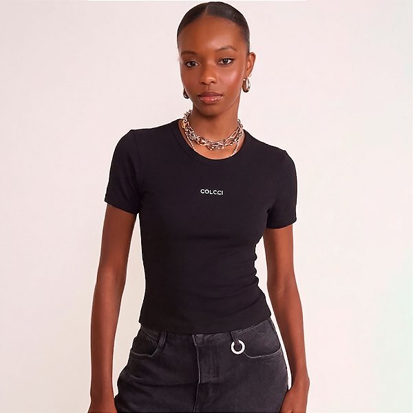 Camiseta Colcci Letter In26 Preto Feminino