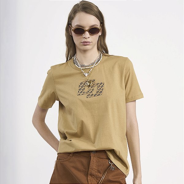 Camiseta Colcci Monogram In26 Bege Feminino